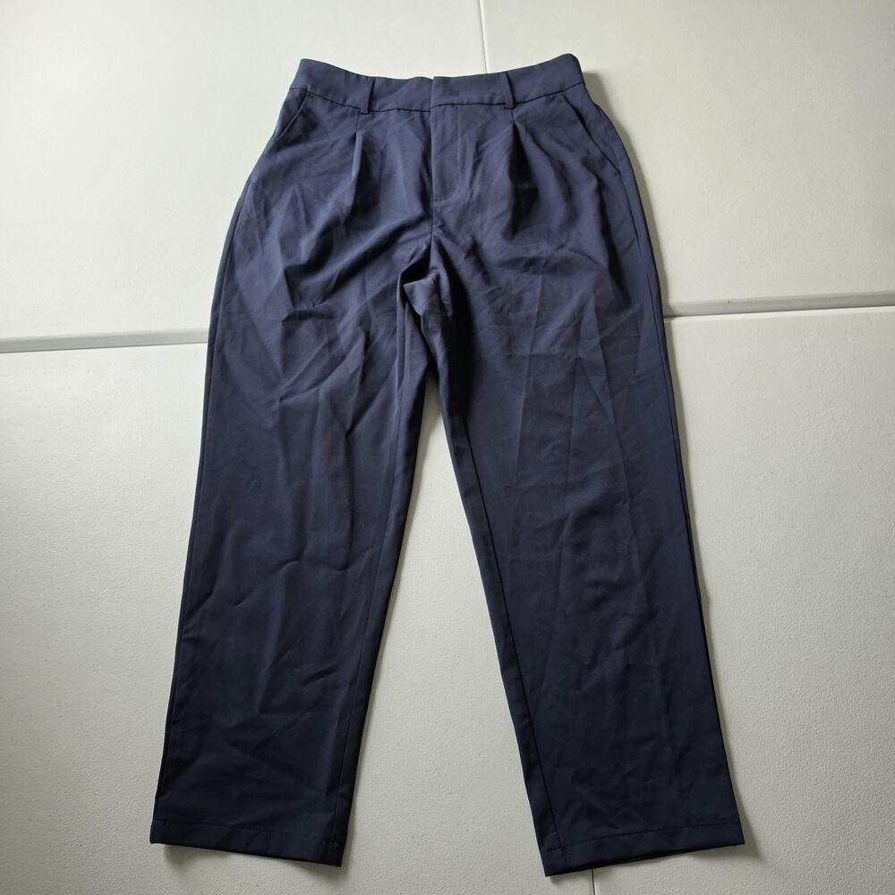 Halara Dress Pants Womens L Navy Blue Straight Leg Elastic Waist Work Travel